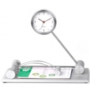 Reloj de escritorio con tarjetero de aluminio