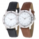 Reloj de pulso con correa de piel y...