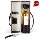 Porta botella de vino en curpiel con saca...
